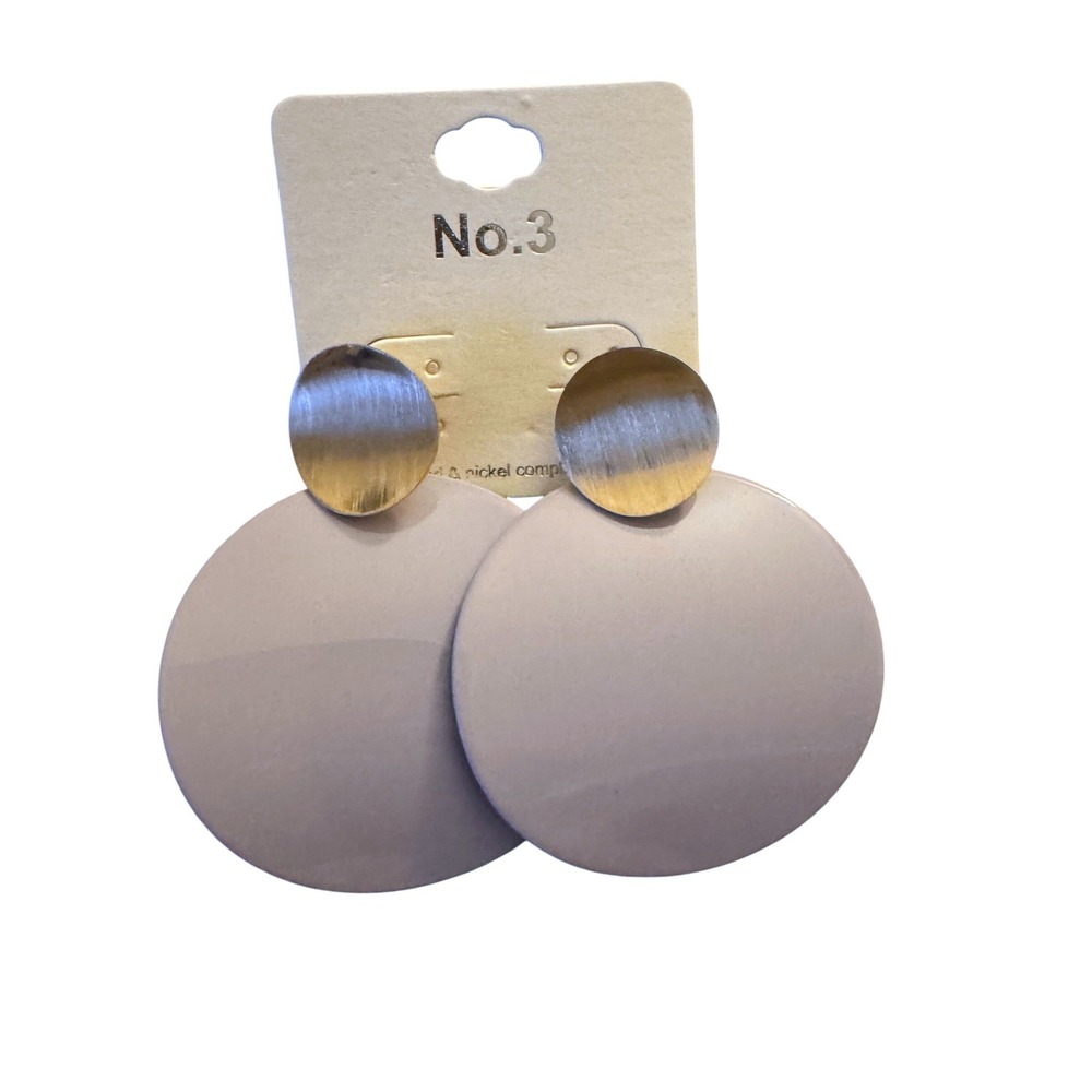NWT Lavender Lilac‎ Matte Enamel Round Drop Earrings Gold Tone Brushed Studs